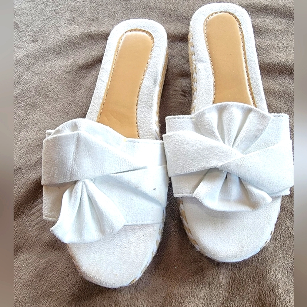 White Bow Sandals